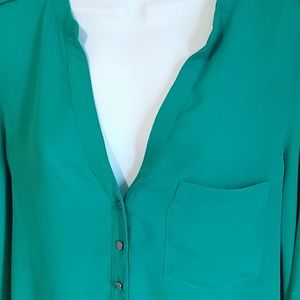 Kenneth Cole kelly green sheer top